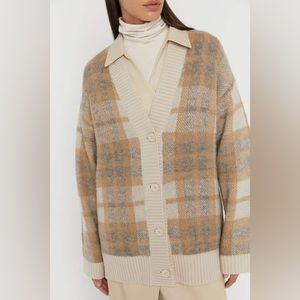 OAK + FORT Fuzzy Plaid Cardigan